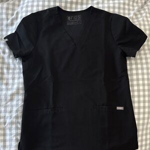 Figs Jet Black V-Neck Scrub Top
